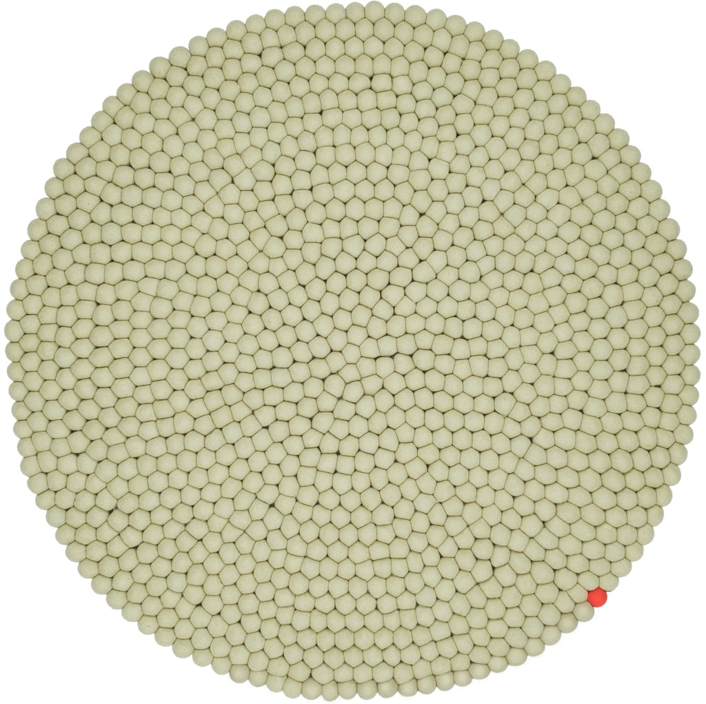 GREEN-BEIGE Big One Round Felt Ball Rugs