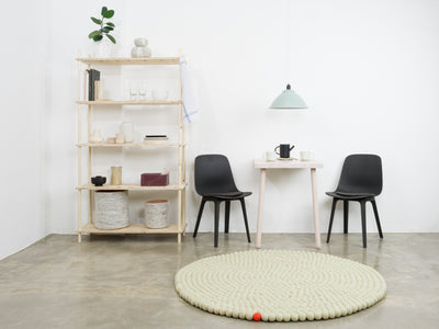 GREEN-BEIGE Big One Round Felt Ball Rugs