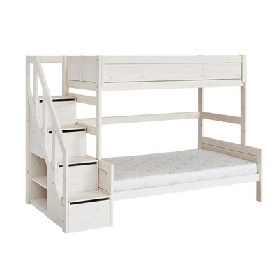 Family Bunk Bed with Stepladder in White-Wash - Lifetime Kidsrooms | Milola