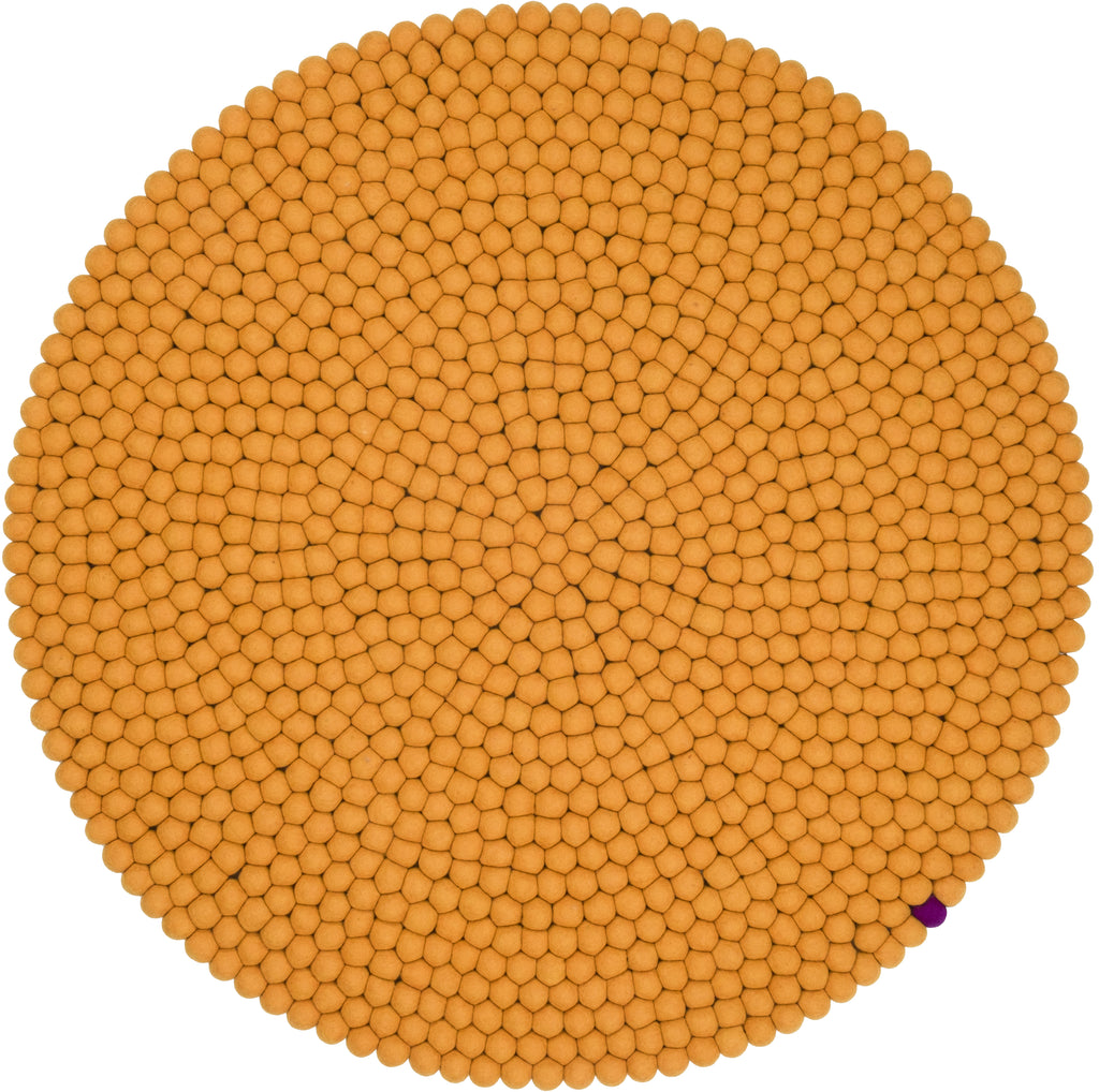 OCHRE Yellow Big One Round Felt Ball Rugs