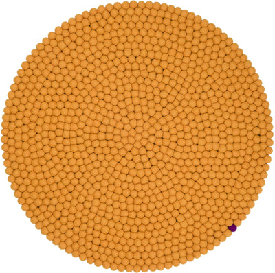 OCHRE Yellow Big One Round Felt Ball Rugs