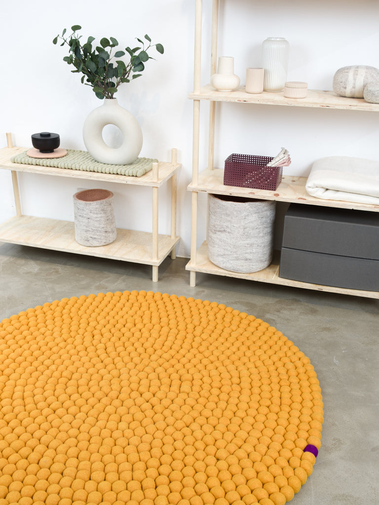 OCHRE Yellow Big One Round Felt Ball Rugs