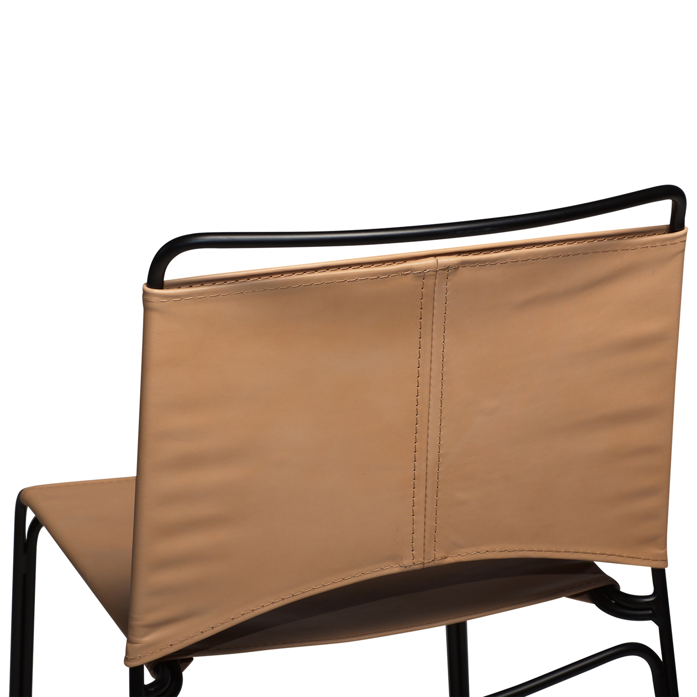 Paz Dining Chair - Leather, Black Metal Legs